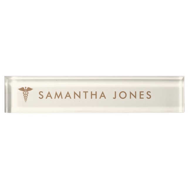 Minimalist Modern Cream doctor Nameplate (Front)