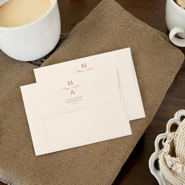 Minimalist Modern Cream Terracotta Boho Wedding Envelope (Minimalist Modern Cream Terracotta Boho Wedding Envelope)
