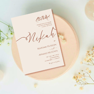 Minimalist Modern Cream Terracotta Islamic Nikah Invitation