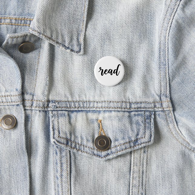 Minimalist Modern Cursive "read" Calligraphy 3 Cm Round Badge (In Situ)