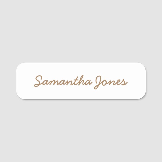 Minimalist Modern Cursive Script Name Tag (Front)