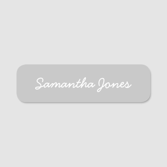 Minimalist Modern Cursive Script Name Tag (Front)