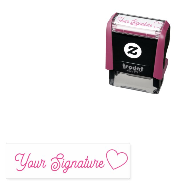 Minimalist Modern Cursive Signature Script Heart Self-inking Stamp (In Situ)