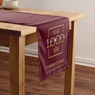Minimalist Modern Custom Business Logo Branded Short Table Runner