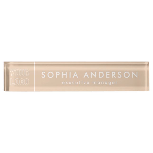 Minimalist Modern Custom Business Logo Employee Nameplate (Front)