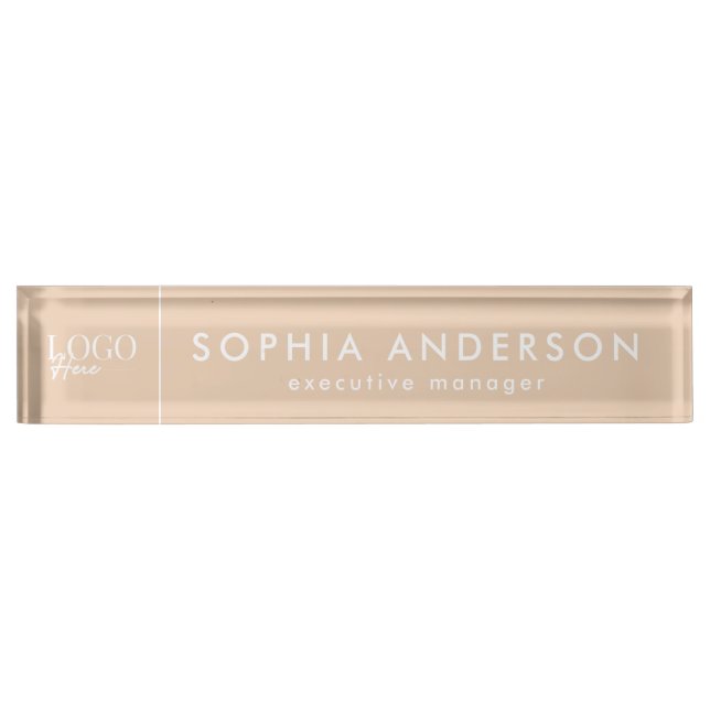 Minimalist Modern Custom Business Logo Employee Nameplate (Front)