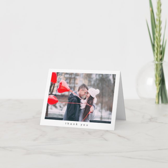 Minimalist Modern Custom Message Wedding Photo Thank You Card (Front)