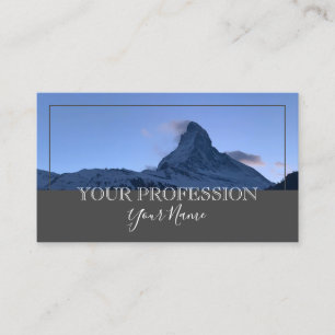 Minimalist modern Custom Mountain Photo Dark Grey Business Card