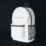 Minimalist Modern Custom Name, Text, Photo Printed Backpack<br><div class="desc">Personalised Trendy backpack featuring modern custom text. Add your own photo,  illustration or any graphic design element,  or leave this elegant and minimal aesthetic. Any font,  any colour,  no minimum.</div>