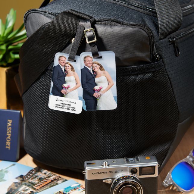 Minimalist Modern Custom Photo  Luggage Tag (Front & Back)