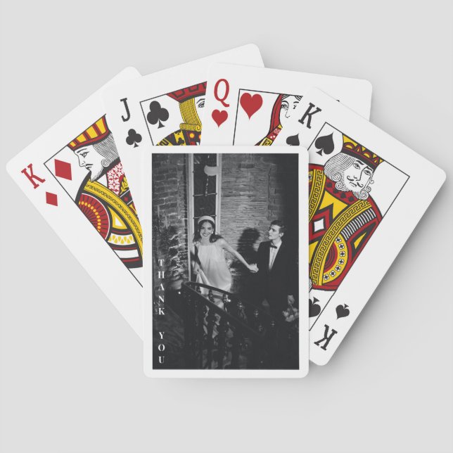 Minimalist Modern Custom Photo Wedding Thank You Playing Cards (Back)