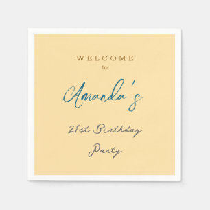 Minimalist Modern Cute Birthday Party Beige Napkin