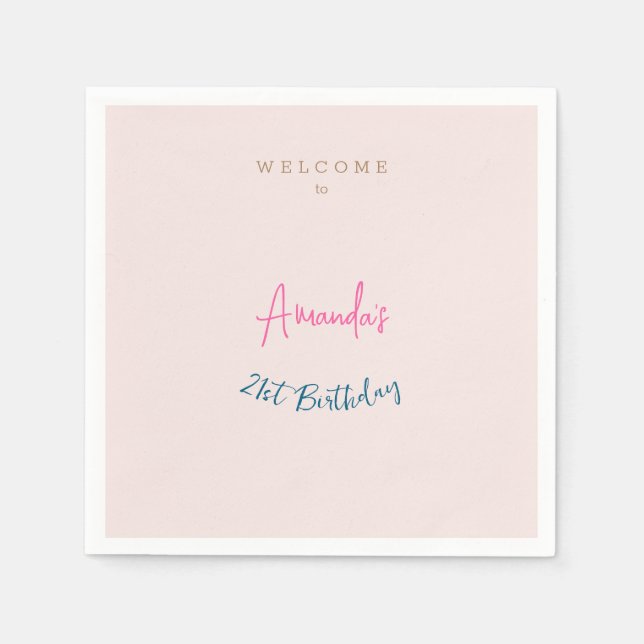 Minimalist Modern Cute Birthday Party Napkin (Front)