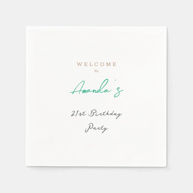 Minimalist Modern Cute Birthday Party Napkin (Front)