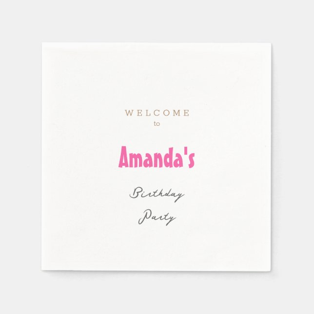 Minimalist Modern Cute Birthday Party Napkin (Front)