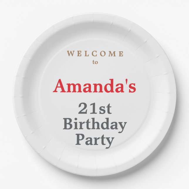 Minimalist Modern Cute Birthday Party Paper Plate (Front)