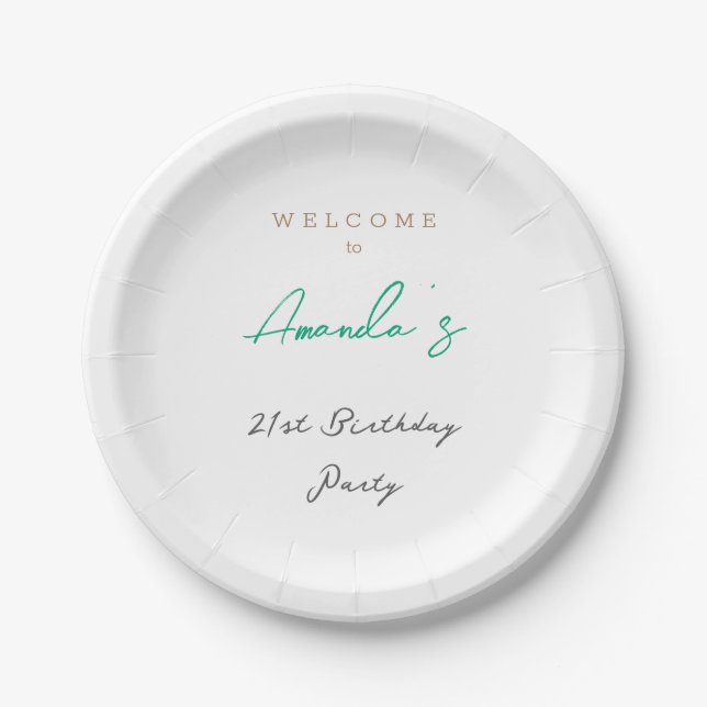 Minimalist Modern Cute Birthday Party Paper Plate (Front)