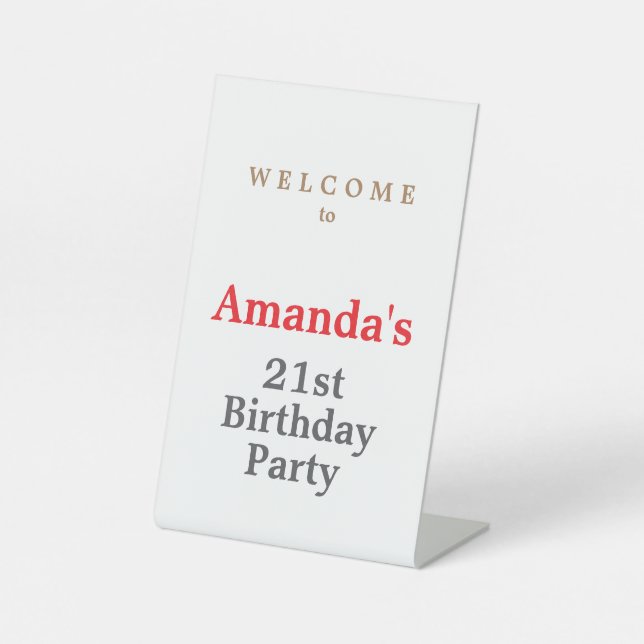 Minimalist Modern Cute Birthday Party Pedestal Sign (Front)