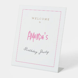 Minimalist Modern Cute Birthday Party Pedestal Sign
