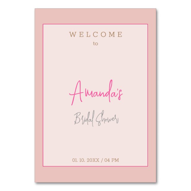 Minimalist Modern Cute Bridal Shower  Table Number (Front)