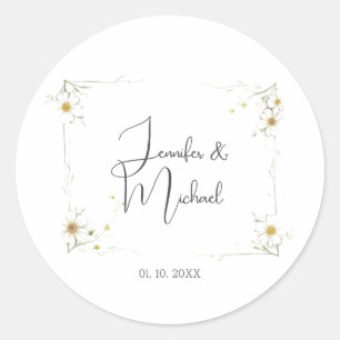 Minimalist Modern Cute Wedding Welcome Classic Round Sticker