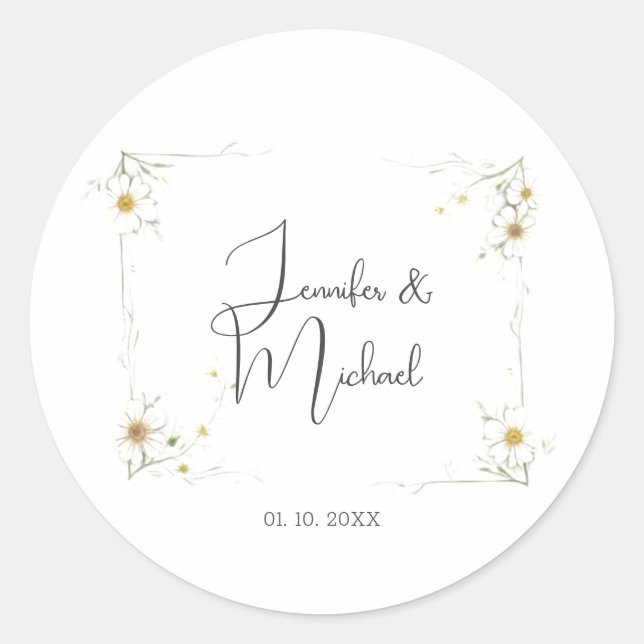 Minimalist Modern Cute Wedding Welcome Classic Round Sticker (Front)