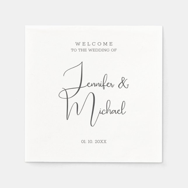 Minimalist Modern Cute Wedding Welcome Napkin (Front)