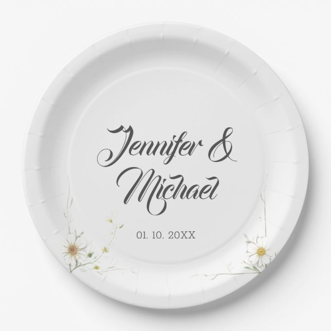 Minimalist Modern Cute Wedding Welcome Paper Plate (Front)