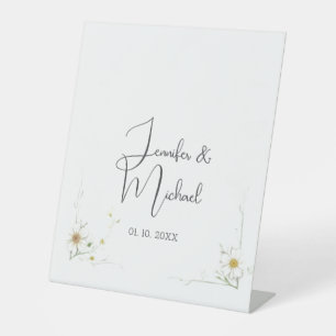 Minimalist Modern Cute Wedding Welcome Pedestal Sign