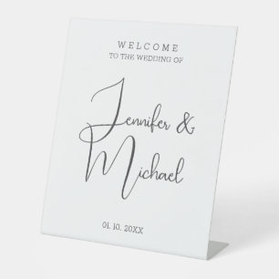 Minimalist Modern Cute Wedding Welcome Pedestal Sign