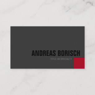 Minimalist Modern Dark Grey Red Business Card