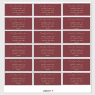 Minimalist Modern Dark Red Wedding Guest Address