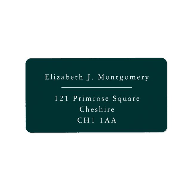 Minimalist Modern Dark Teal Return Address Label (Front)
