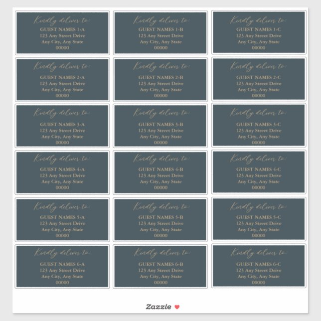 Minimalist Modern Dark Teal Wedding Guest Address  (Sheet)