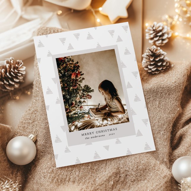 Minimalist Modern Deco Christmas Tree Photo Holiday Card (Creator Uploaded)