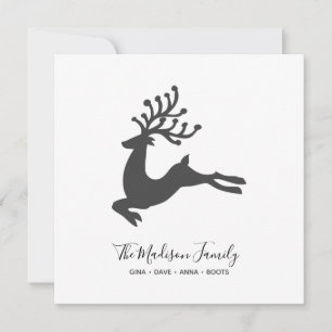 Minimalist Modern Deer Silhouette Family Christmas Holiday Card
