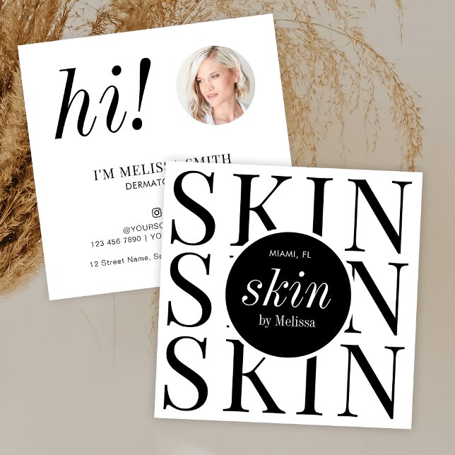 Minimalist Modern Dermatologist Aesthetician Photo Square Business Card (Creator Uploaded)