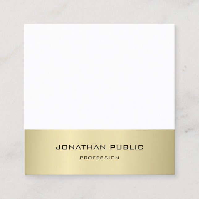 Minimalist Modern Design Gold Effect Plain Trendy Square Business Card (Front)