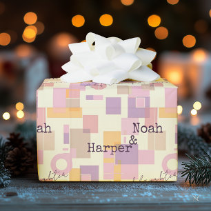 Minimalist modern design with pastel blocks wrapping paper