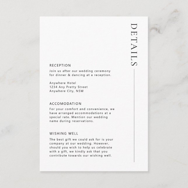 Minimalist Modern Details Enclosure Card (Front)