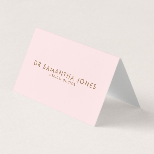 Minimalist Modern Doctor Professional Pink Business Card (Front)
