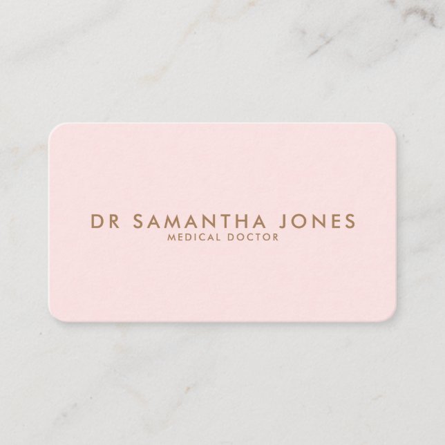 Minimalist Modern Doctor Professional Pink Business Card (Front)