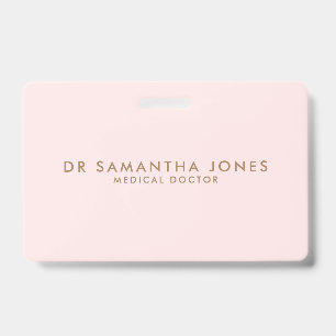 Minimalist Modern Doctor Professional Pink ID Badge