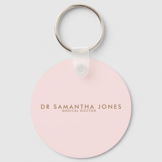 Minimalist Modern Doctor Professional Pink Key Ring (Front)