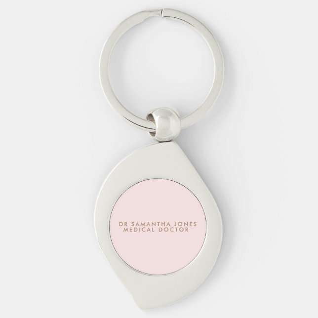 Minimalist Modern Doctor Professional Pink Key Ring (Front)