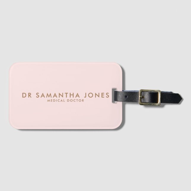 Minimalist Modern Doctor Professional Pink Luggage Tag (Front Horizontal)