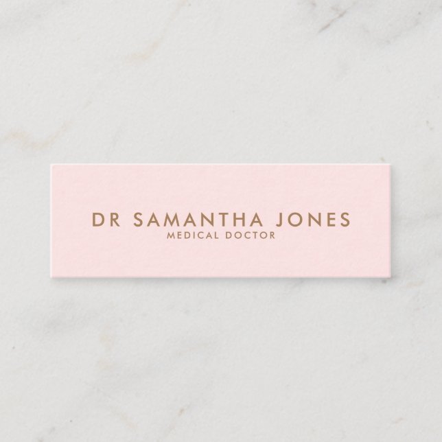Minimalist Modern Doctor Professional Pink Mini Business Card (Front)