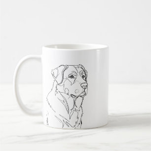 Minimalist Modern Dog Line Art Drawing Coffee Mug