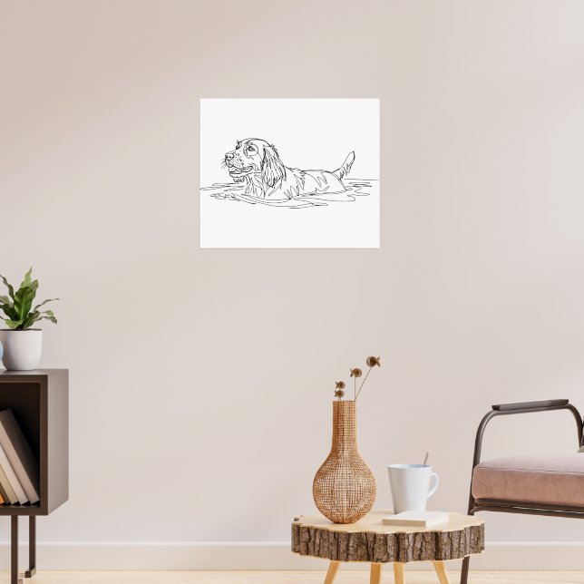 Minimalist Modern Dog Line Art Drawing Poster (Living Room 3)