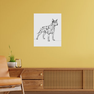 Minimalist Modern Dog Line Art Drawing Poster